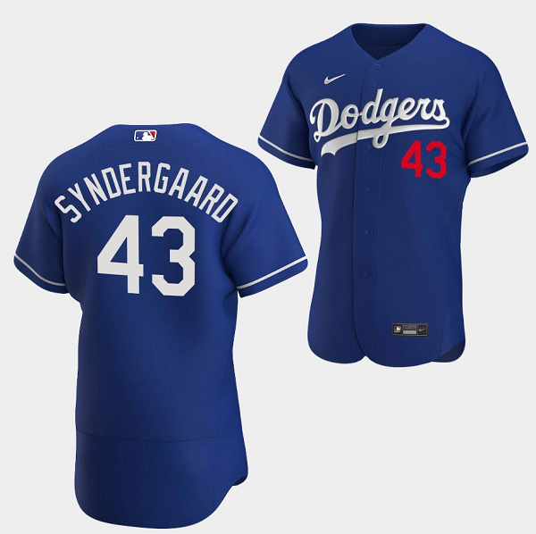 Men's Los Angeles Dodgers #43 Noah Syndergaard Blue Flex Base Stitched Baseball Jersey Men's Los Angeles Dodgers #43 Noah Syndergaard Blue Flex Base Stitched Baseball Jersey